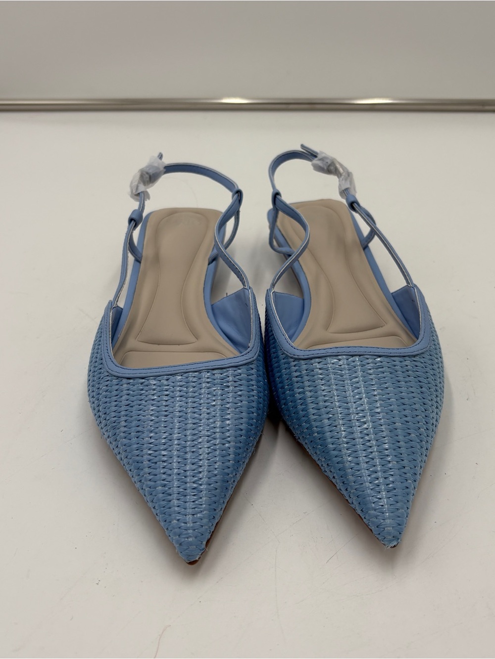 Franco Sarto Pheby Slingback Kitten Heel Blue Leather Woven Women’s Size 9 NWOT - Picture 3 of 8